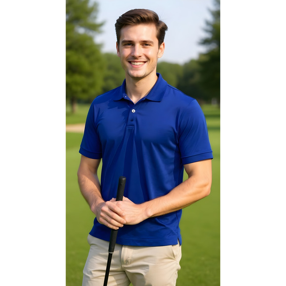Cutter & Buck Men's Blue Polo Shirt Size Medium Short Sleeve Collared - Picture 1 of 4